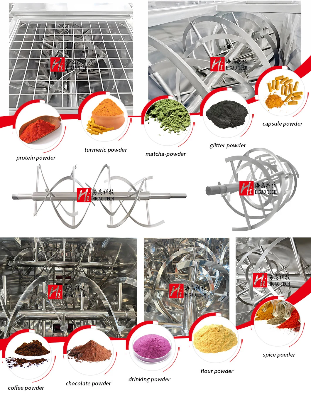 Industrial Horizontal Ribbon Mixer for Various Food Pharmaceutical Chemical Powder Mixing