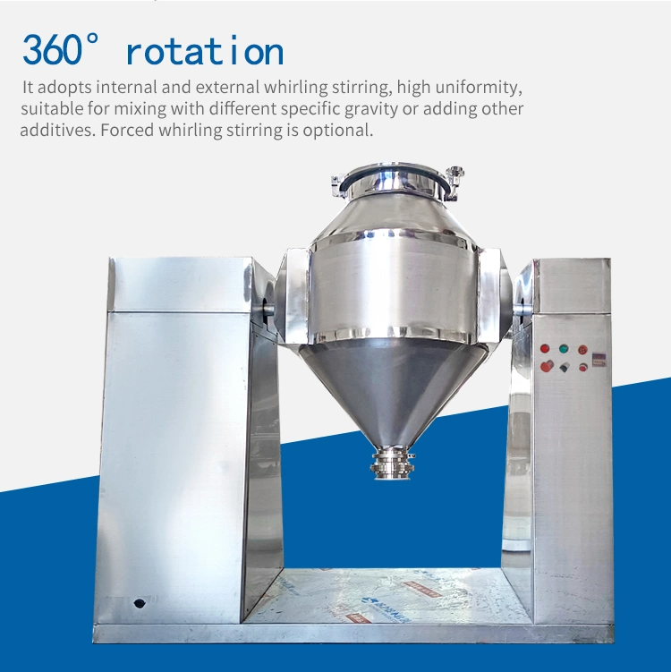 360-Degree Rotary Dry Powder Mixer Double-Cone Moving Powder Mixer Drum-Type Chemical Ceramic Mixer