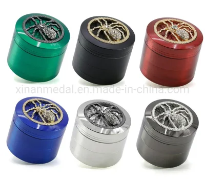 Vente en gros 52mm 4 couches Multi-Color Diamond Metal Spider Herb Grinder